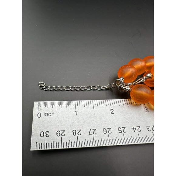 3/$30 Orange Beaded Necklace Acrylic Beads Double Strand Chunky Frosted Faceted - Picture 6 of 7